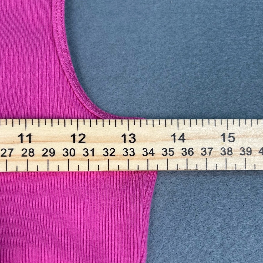 Lauren Ralph Lauren Y2K Tank Top Ribbed Ruffle Hot Pink Women's Small Preppy - Picture 7 of 8